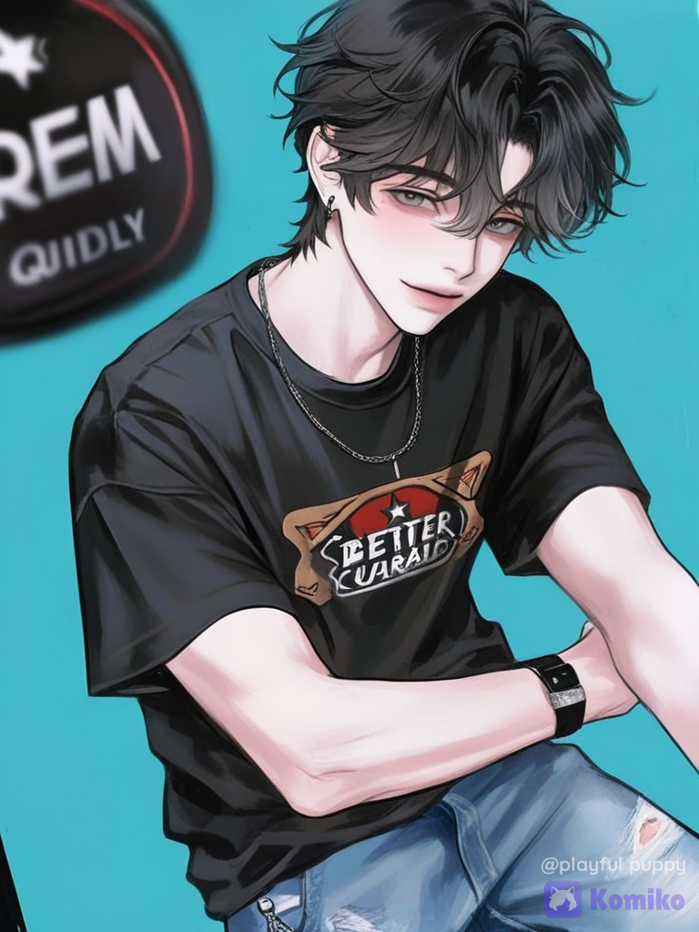 Chill black hair boy 💙