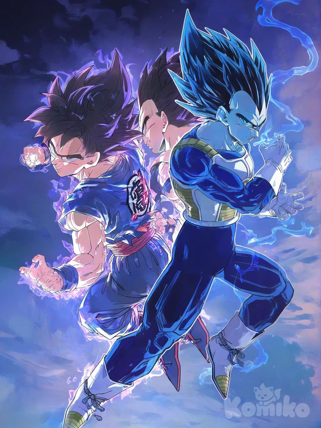 @Vegeta, @Son_Goku, [watercolor-illustration-style]