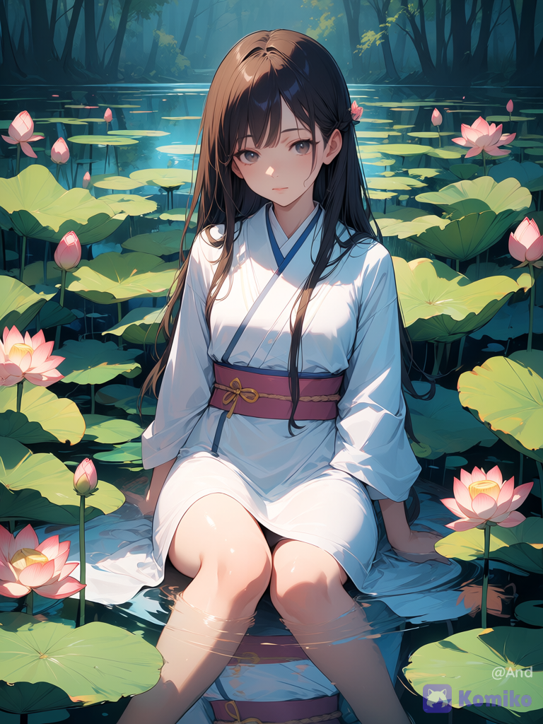 🌸 Chica en estanque de lotos ✨