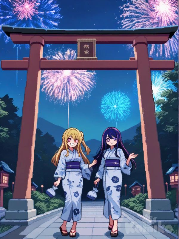 Ai Hoshino y Ruby Hoshino en espera del año nuevo