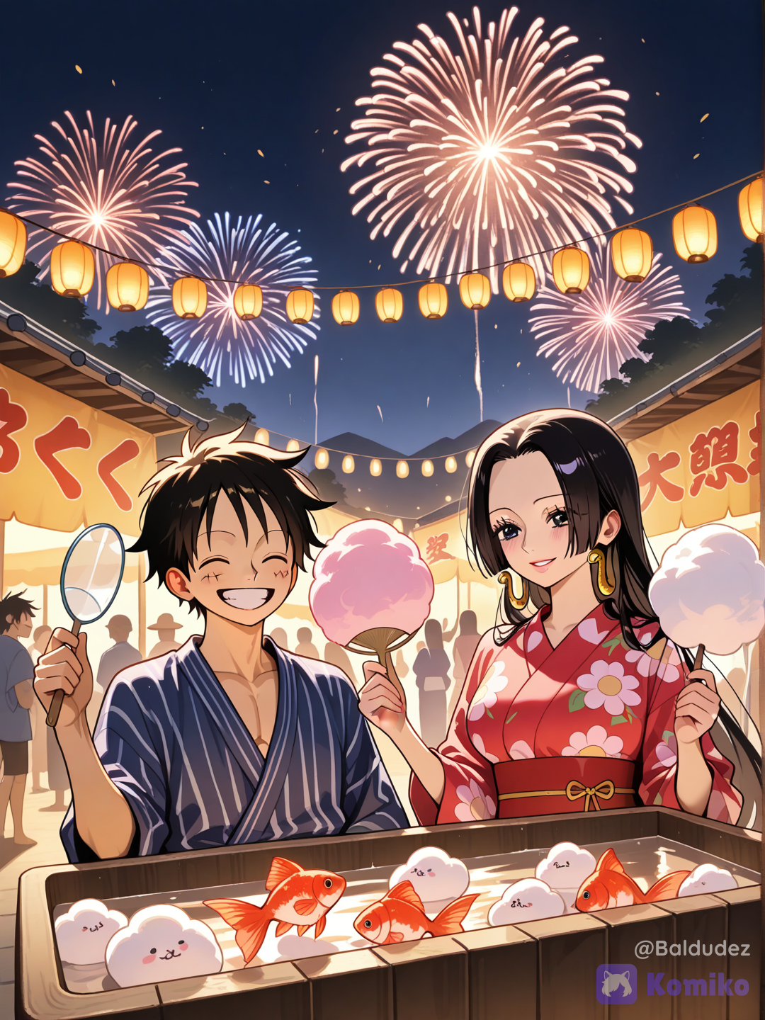 Luffy and Hancock in Matsuri Date