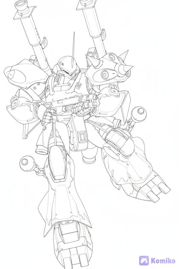 MS-18E Kämpfer Gundam Evolution Render #2 — AI Line Art