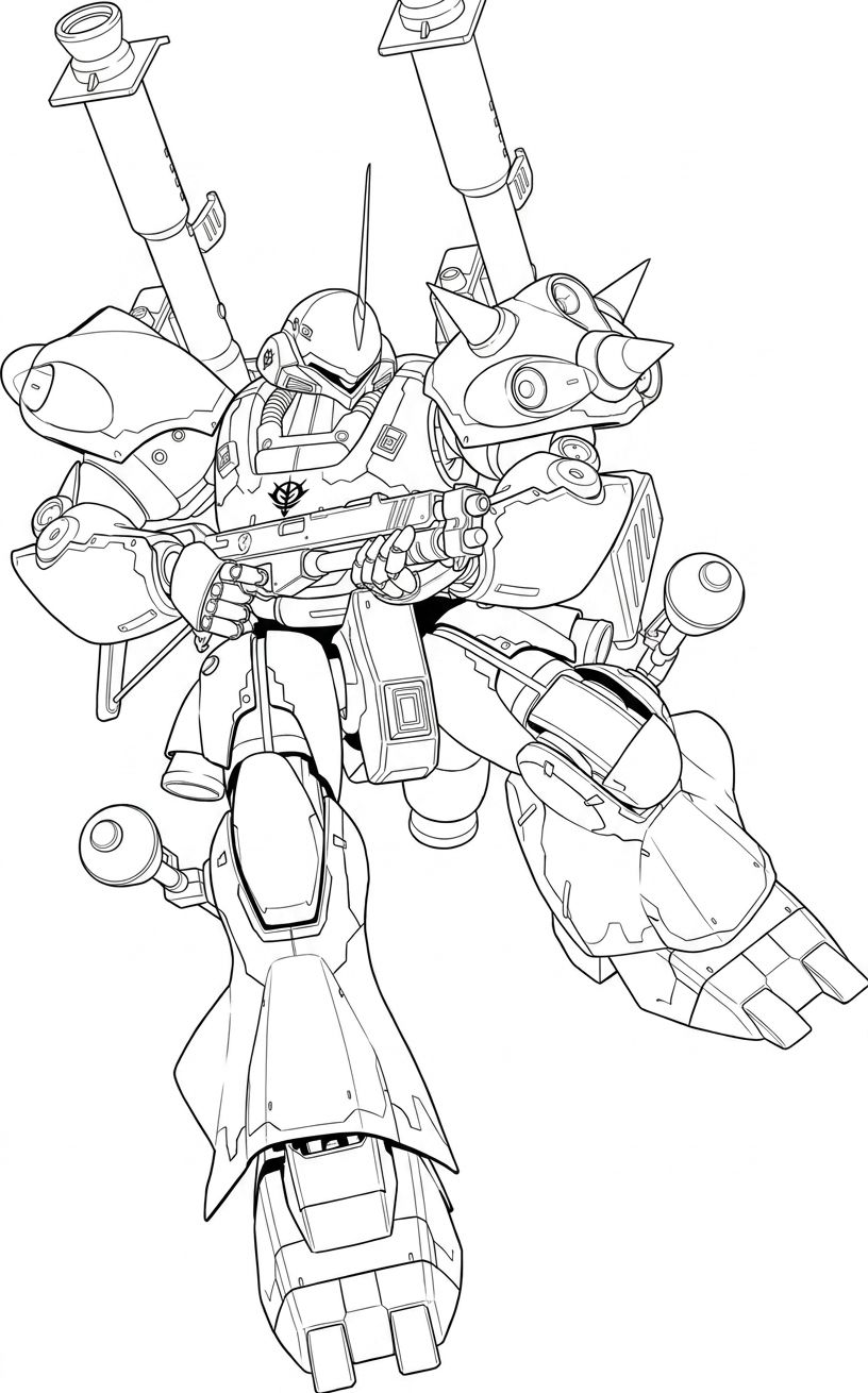 MS-18E Kämpfer Gundam Evolution Render #2 — AI Sketch Simplification Advanced