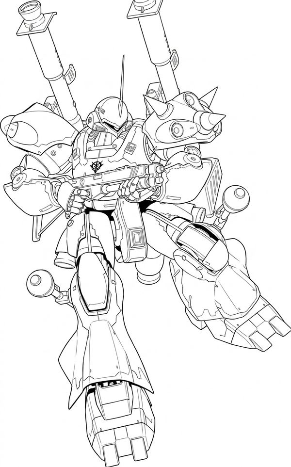 MS-18E Kämpfer Gundam Evolution Render #2 — AI Sketch Simplification Advanced