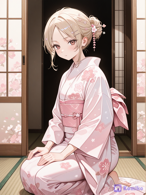 Girl in Pink kimono