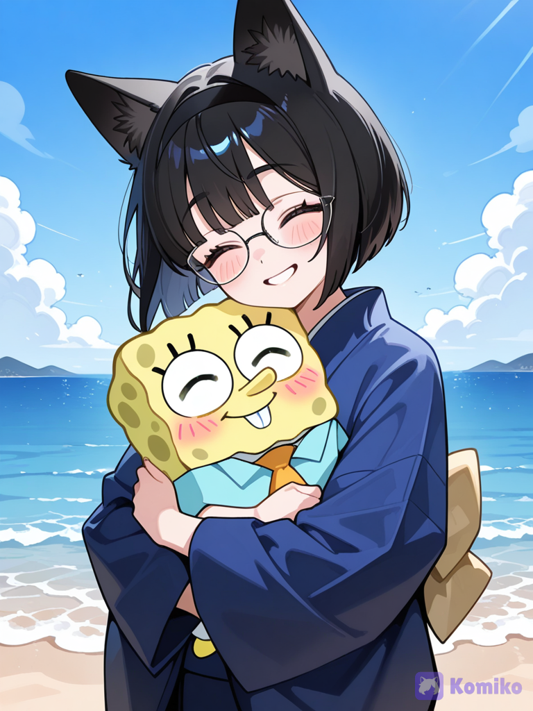 Beach day with SpongeBob.