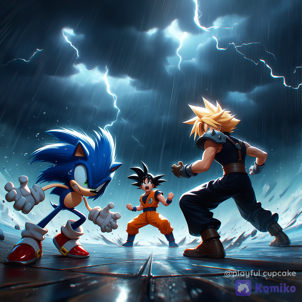 Three heroes fighting