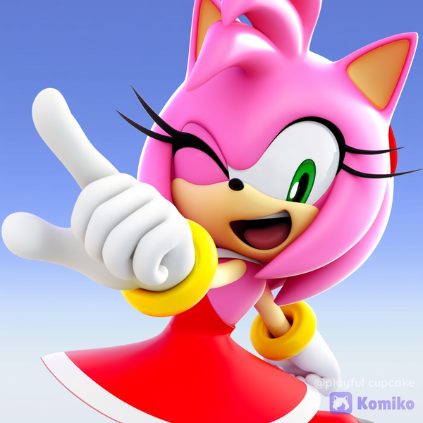 Amy Rose winking and posing at us