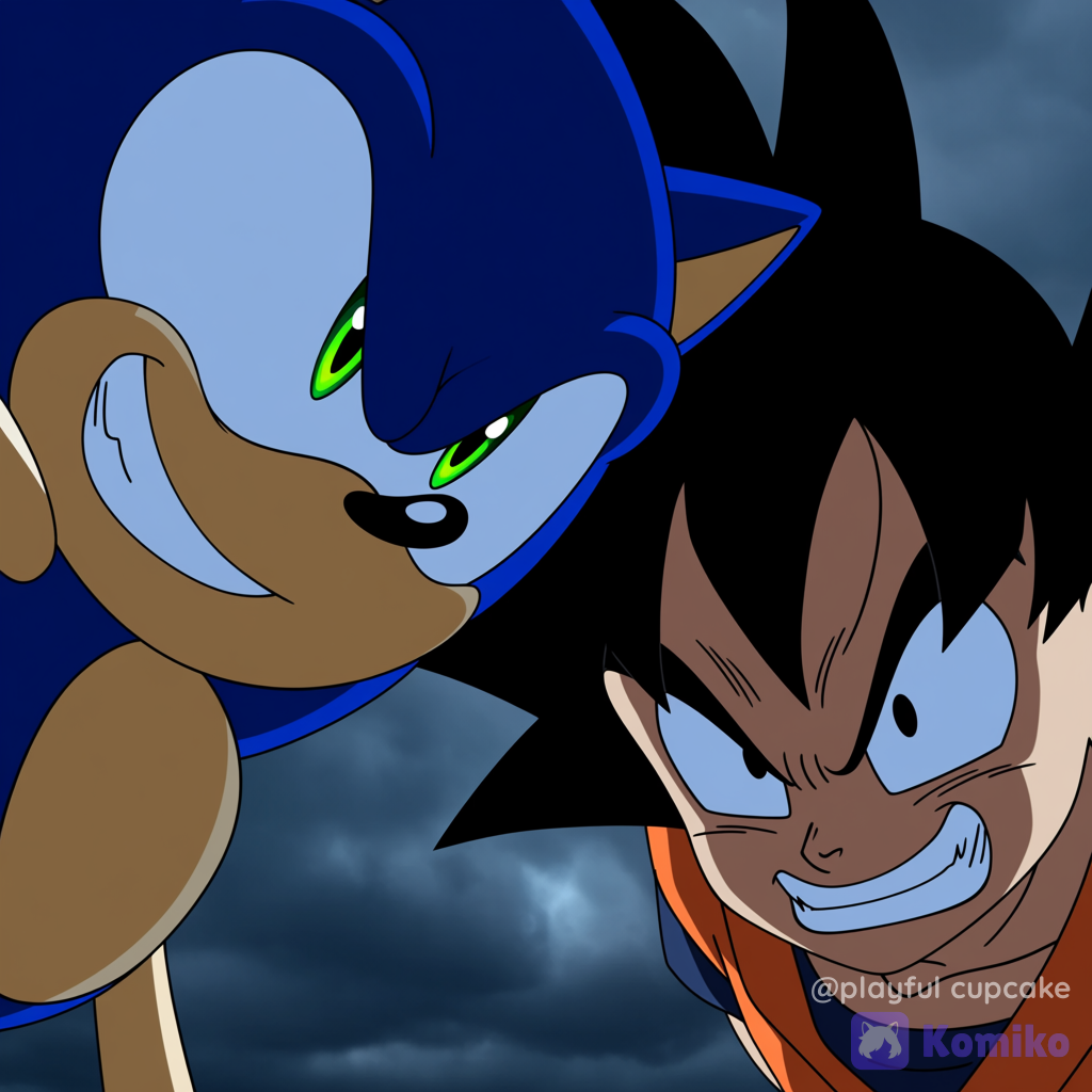 Goku and Sonic teamwork