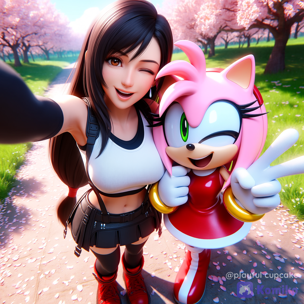 Amy Rose and Tifa Lockhart's selfie!