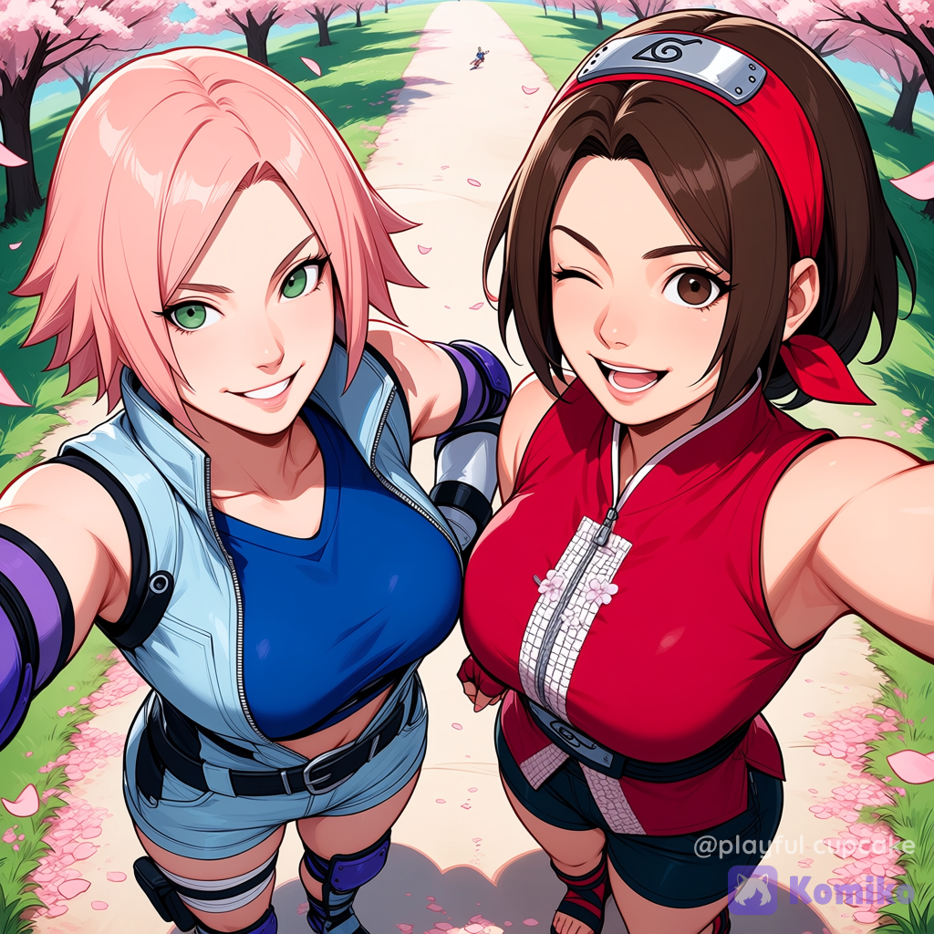 Asuka Kazama and Sakura Haruno's selfie