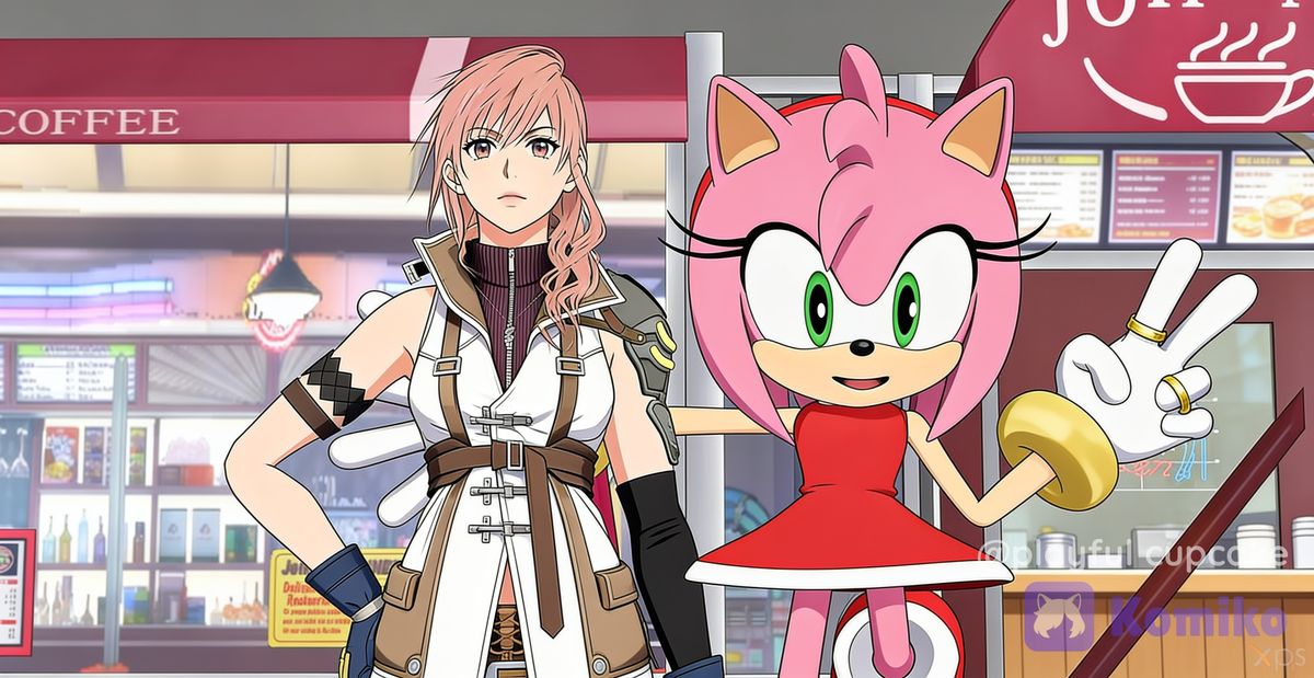 Amy Rose and Lightning's picture! (Amy as a deredere; Lightning as a tsundere)