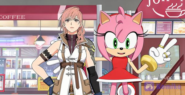 Amy Rose and Lightning's picture! (Amy as a deredere; Lightning as a tsundere)