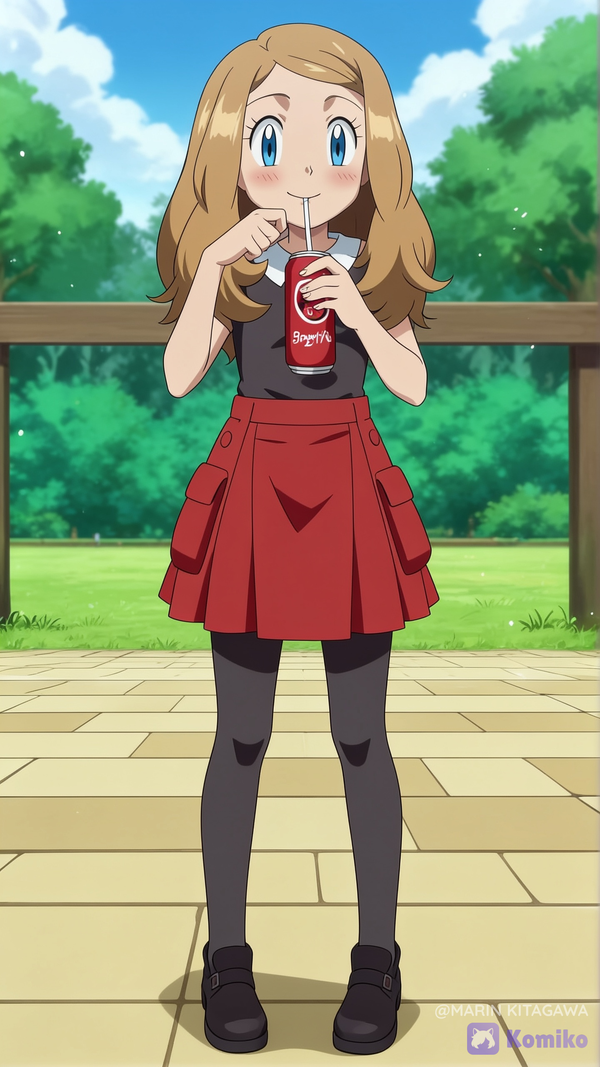 CUTE SERENA DRINKING SODA