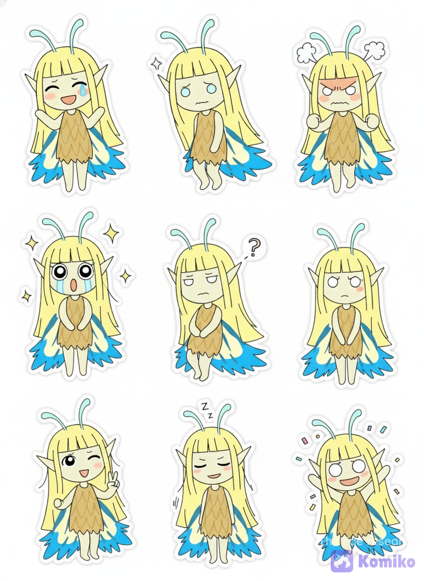 Eluned sticker Chibi expressions
