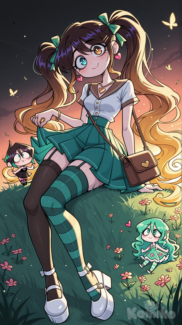 Smoke Chibi girl turquoise princess