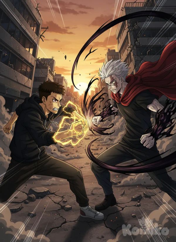 <raiden-kurogane-jbbB>peleando contra , <domein-kyor-sY3g> epico, anime style