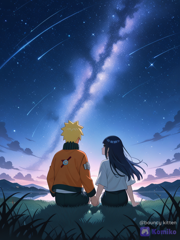 Naruto and Hinata date under the cosmos