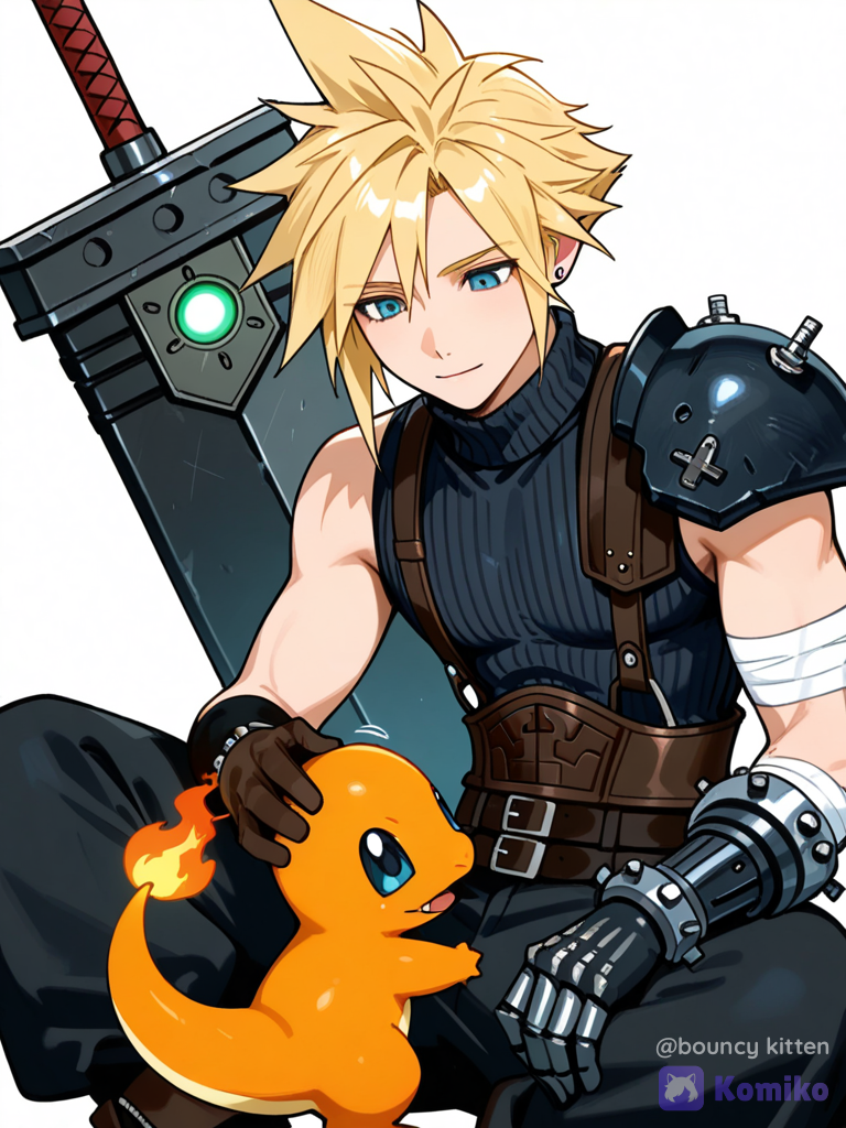 Cloud playing with Charmander