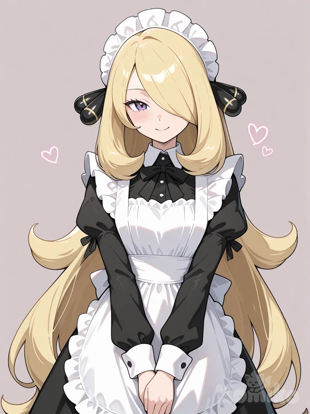 cynthia (pokemon), in a maid outfit