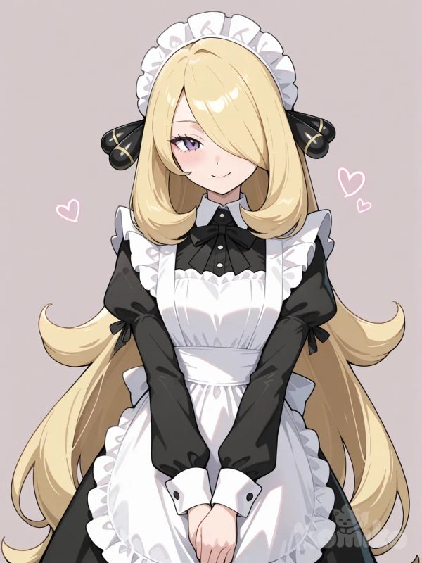 cynthia (pokemon), in a maid outfit