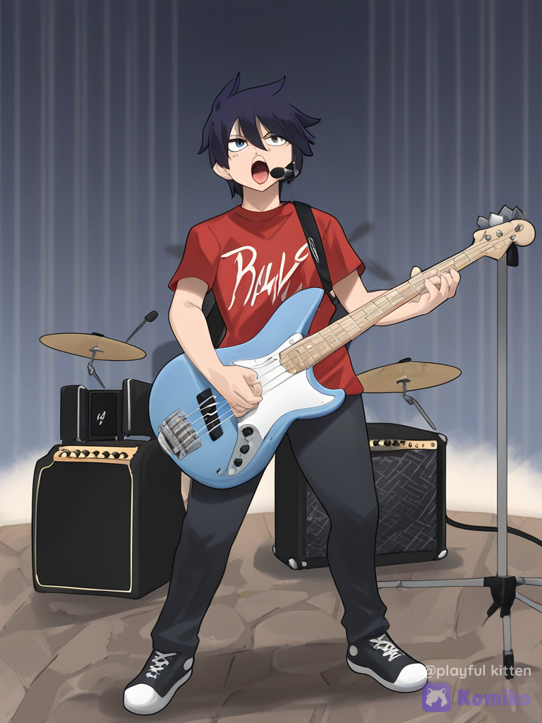 ¡Bajo rockero en escena! 🎸✨