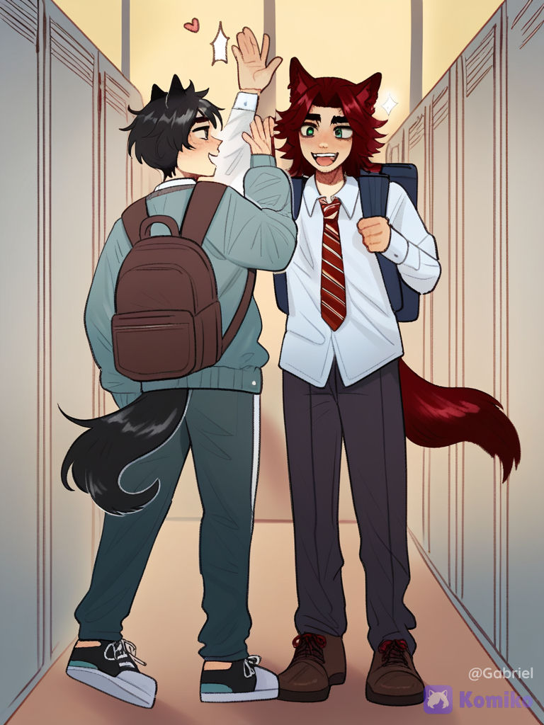 ¡Gato y lobo en el cole! 🐱🐺💖