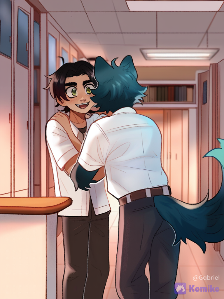 ¡Gato y lobo en el cole! 🐱🐺💖