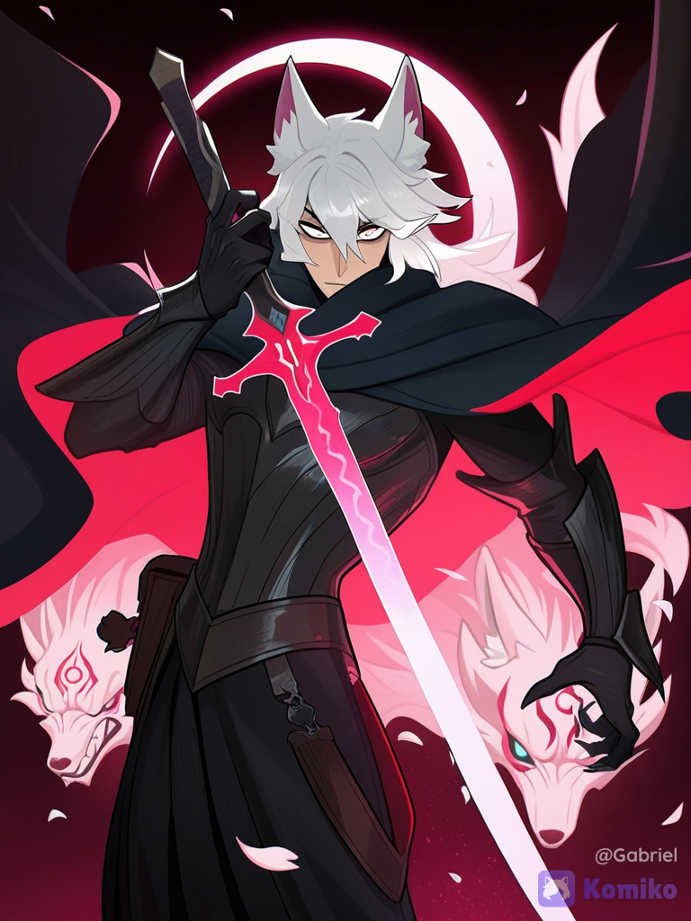 Lobo Blanco y Espada Rosa 🌸🐺
