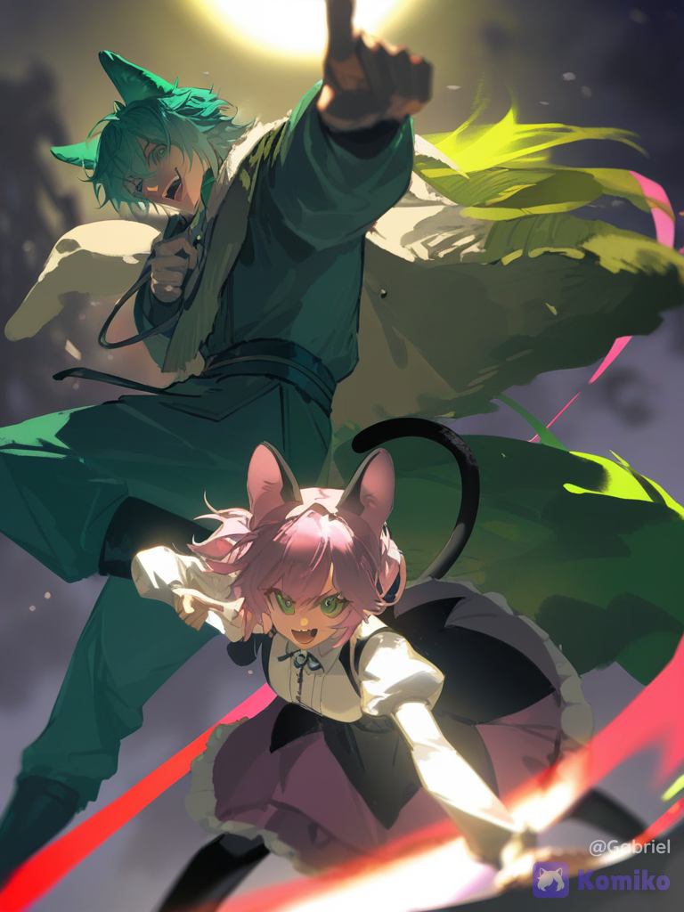 ¡Neko duo en acción! 🐱🐺✨