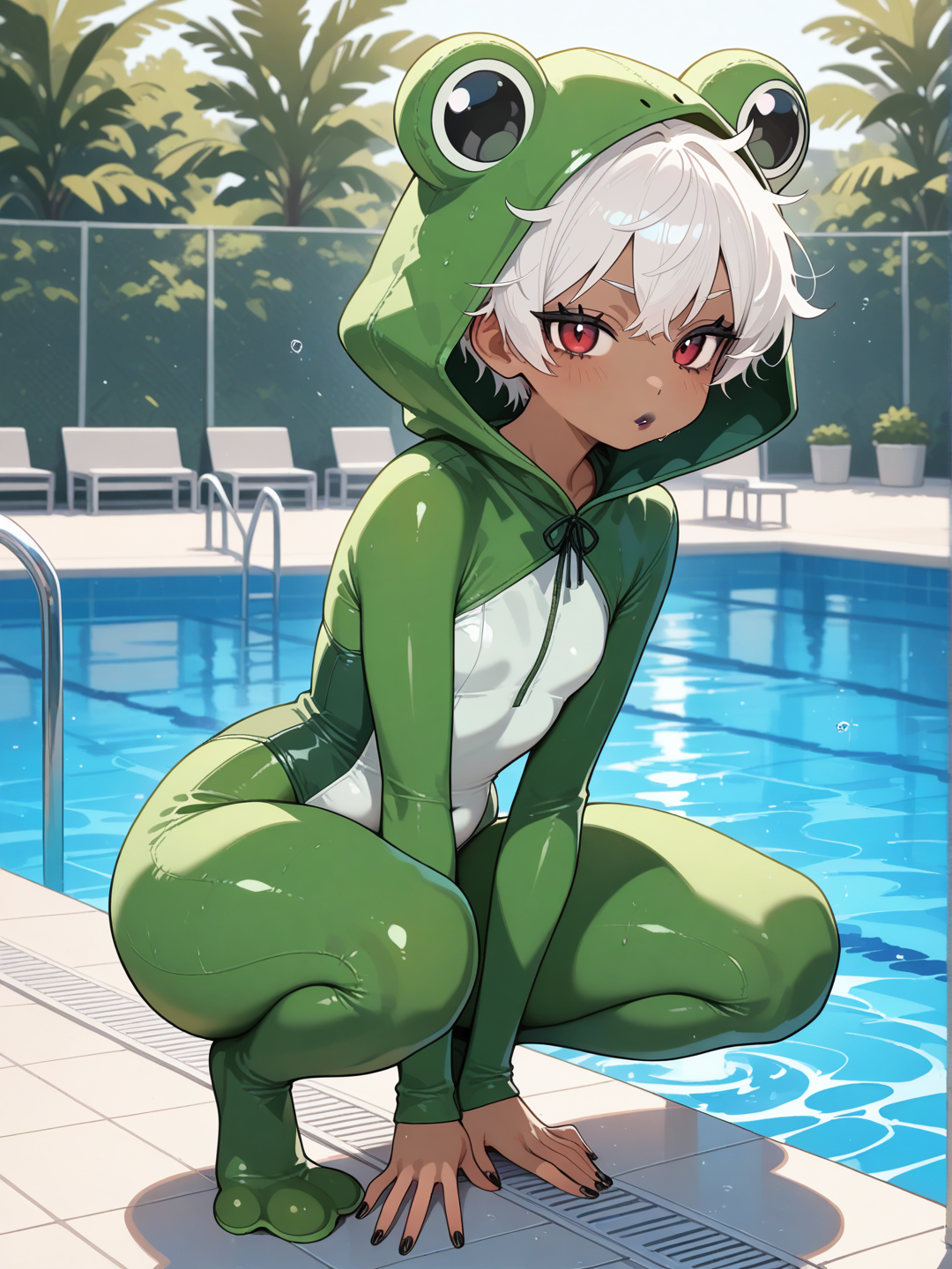 Showing off the froggy suit 😉