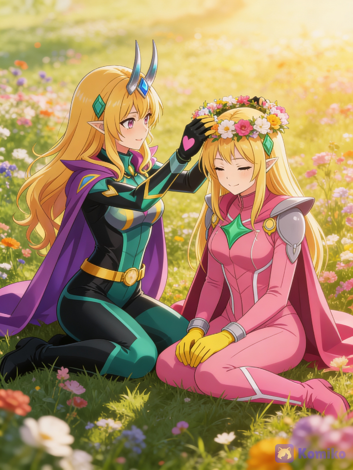 Astra and Stella in the Flower Field