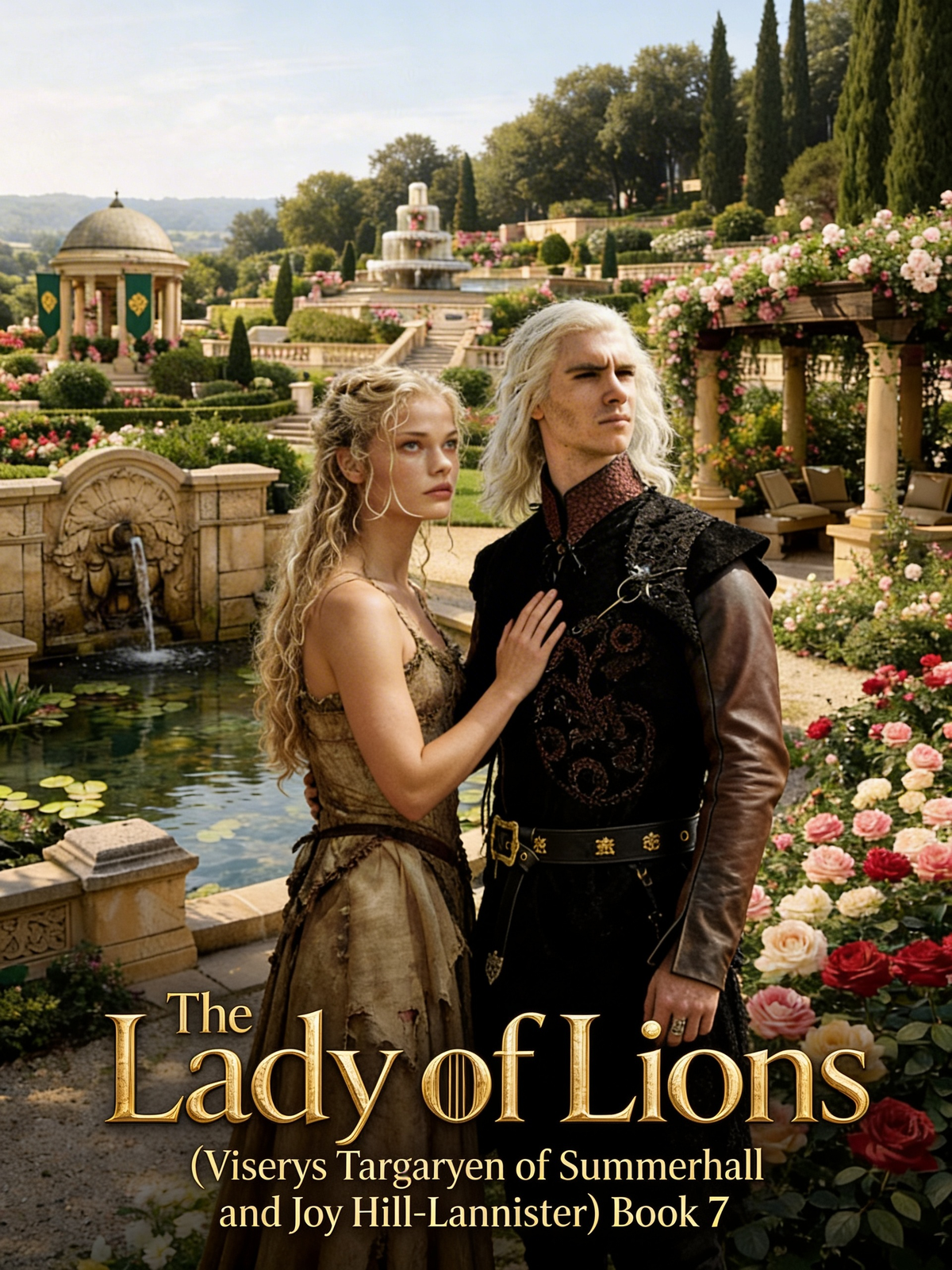 Title: The Lady of Lions (Viserys Taragryen of Summerhall and Joy Hill-Lannister) Book. 7 Side held as she placed her hand onto his chest and they gazed out of their future