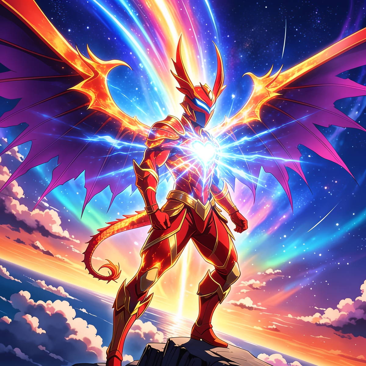 An Reimagined Anime Illustration Of Kaeltharion Solaris: The Wings Of Solaria