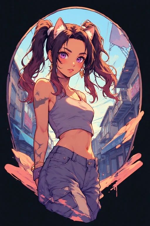MY OC: Katzukill  walking in the bistling streets of Shadowski