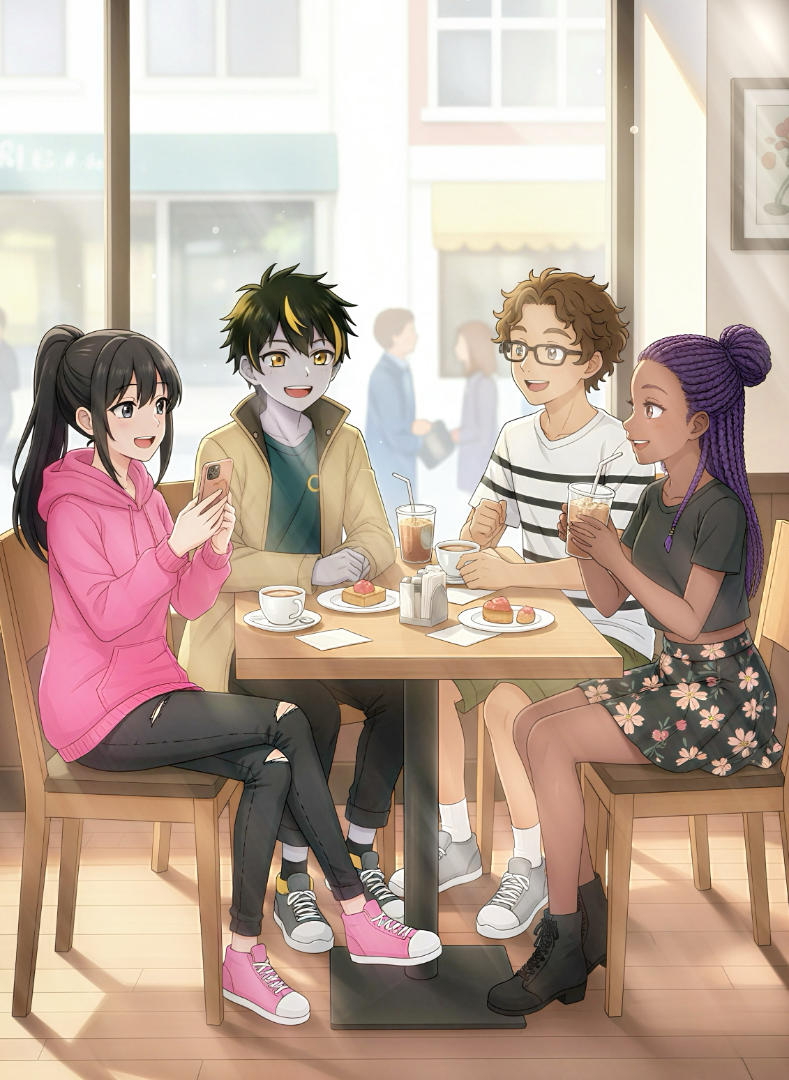 Ren Kurogane with his 3 Friends Art Style Revamp