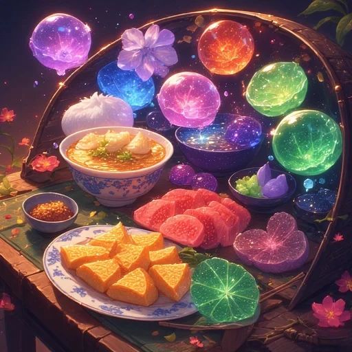 A Table Set Of Magical And Celestial Luminescent Constellation Foods