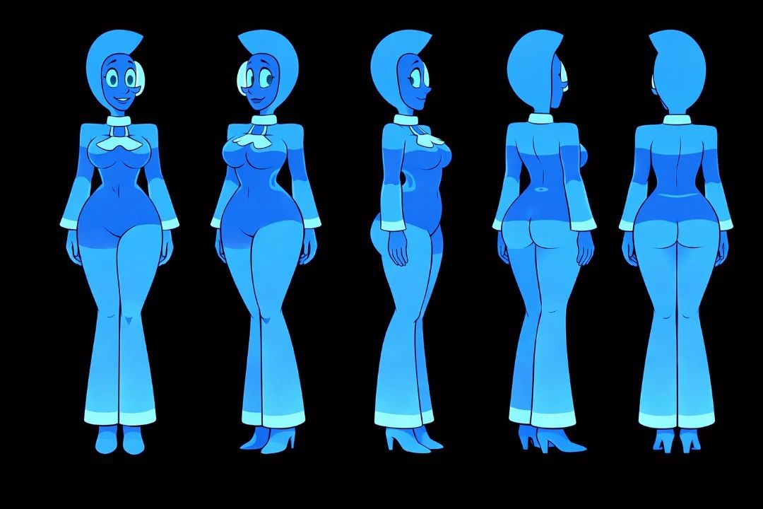 Blue zircon (steven_universe with visor on her right eye) character sheet 