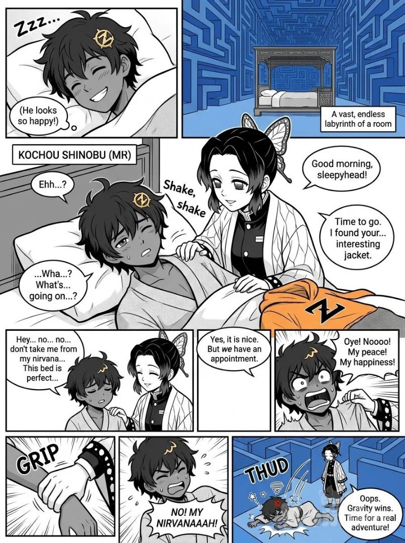 Shinobu despierta a Darwin de un sueño profundo