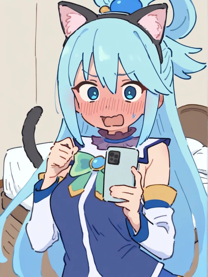 Megumin, aqua and darkness, cute cat ears and tail♥️♥️