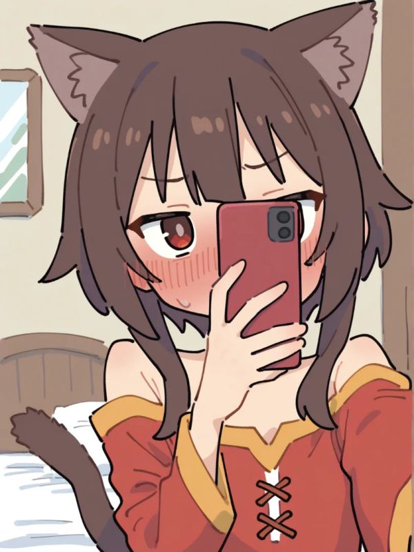 Megumin, aqua and darkness, cute cat ears and tail♥️♥️