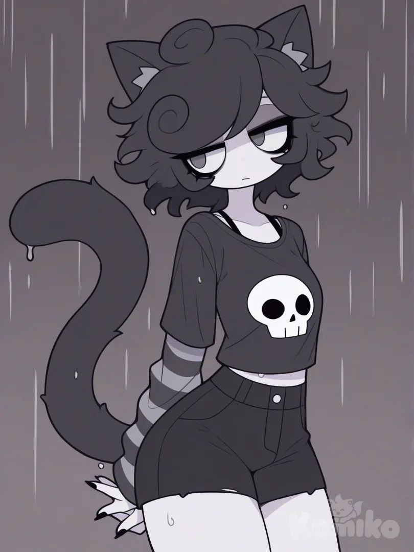 Chico Gato Femboy Bajo la lluvia 