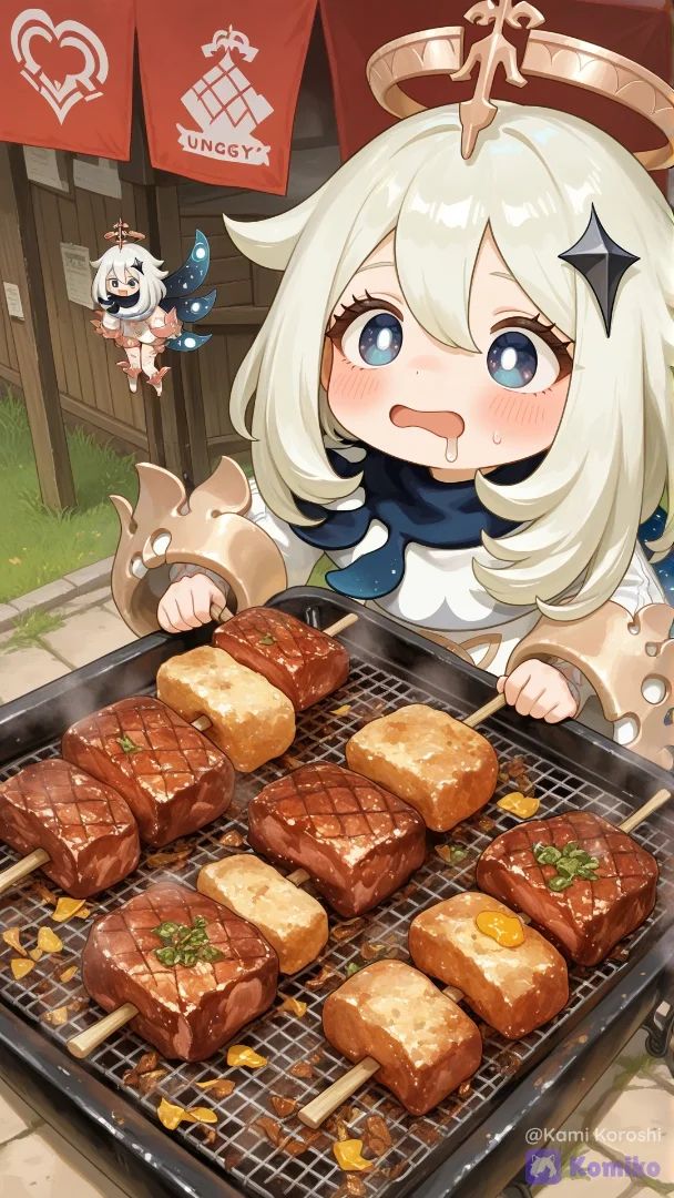 Perhaps Paimon wants to eat "some" grilled food... Are you still mora, traveler?