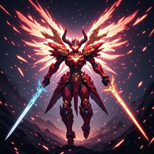 An Image Slideshow of a Celestial Flamewing Warrior 