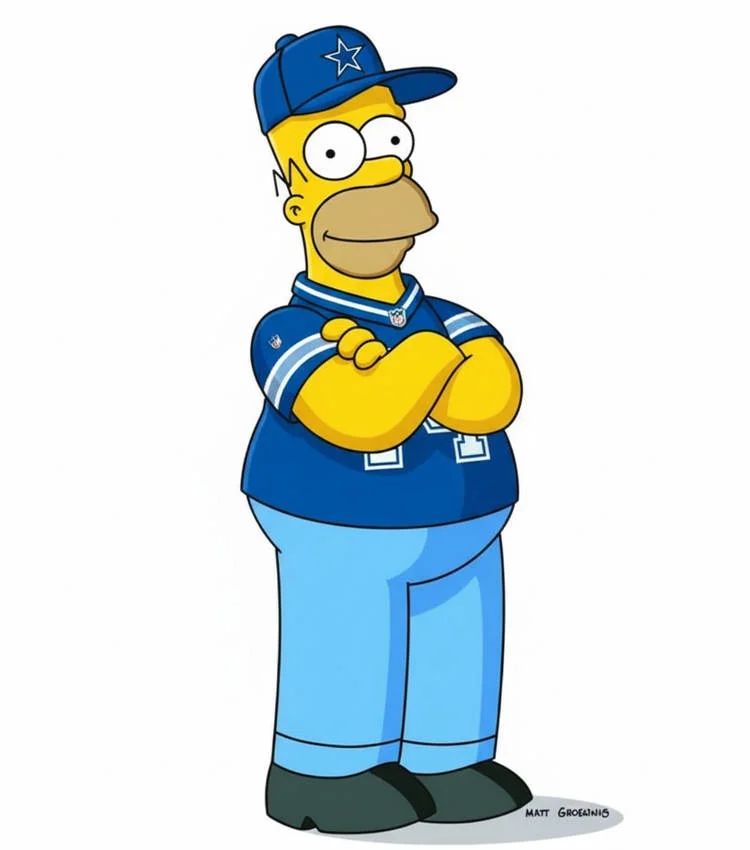 Homer Simpson in Dallas cowboys gear