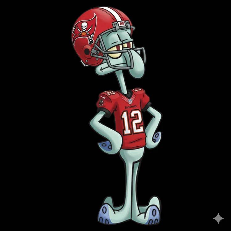squidward tentacles in Tampa Bay buccaneers gear