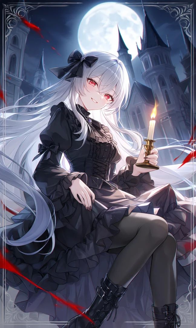 Gothic Vampire Girl under the Moonlight