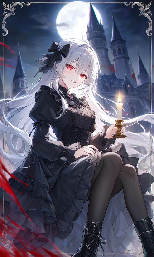 Gothic Vampire Girl under the Moonlight
