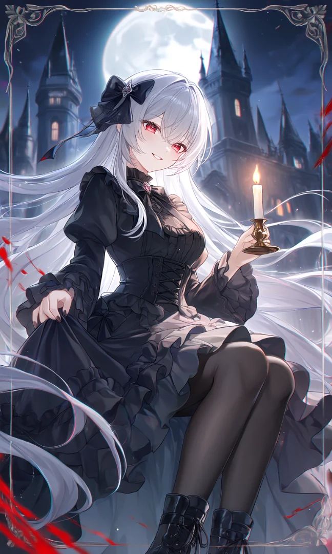 Gothic Vampire Girl under the Moonlight