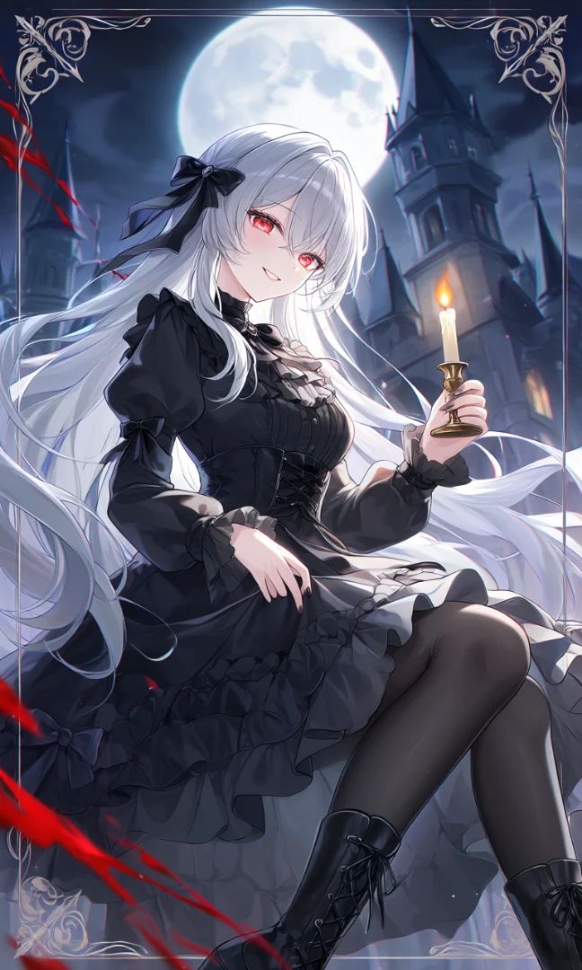 Gothic Vampire Girl under the Moonlight
